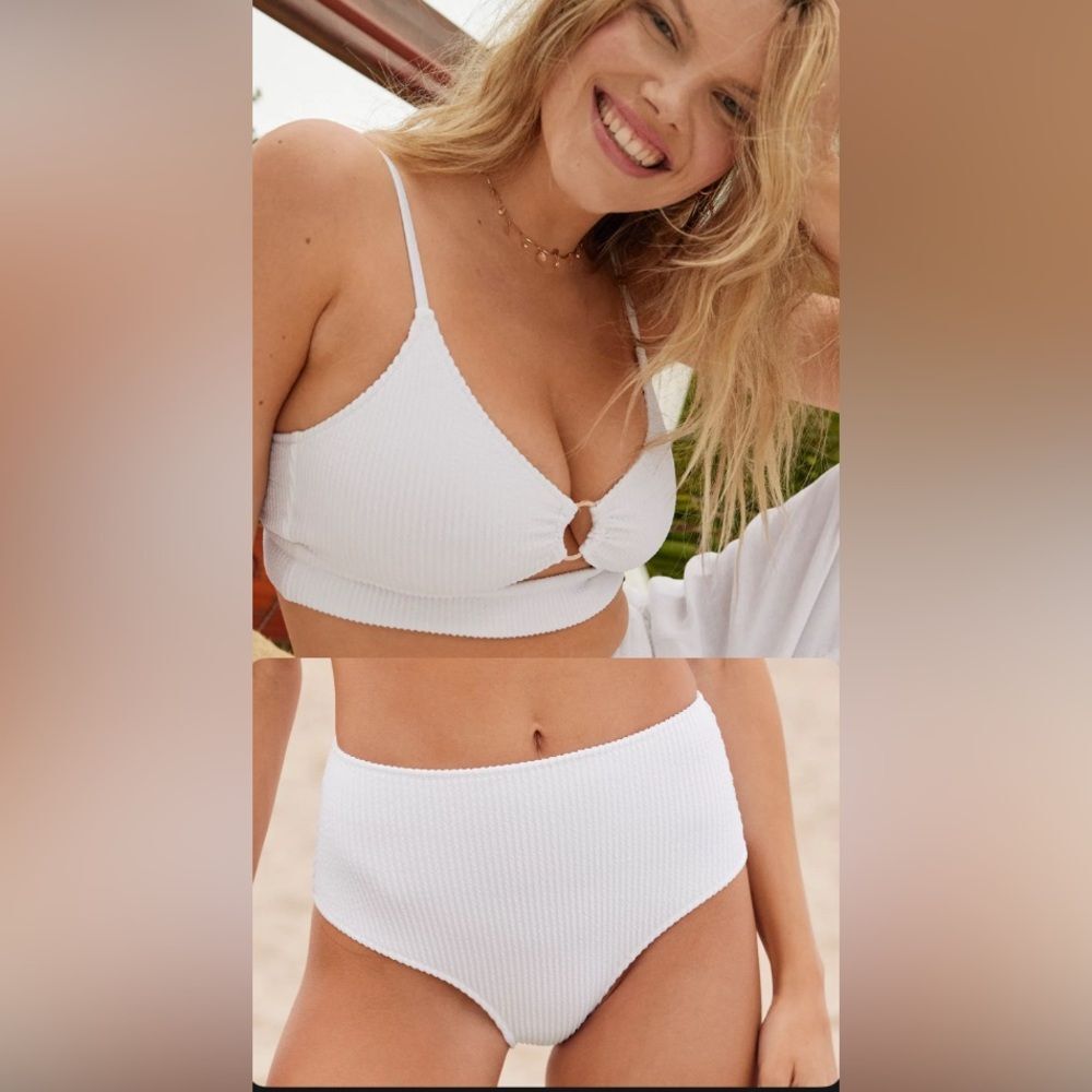 NWT Aerie FULL SET Crinkle Scoop Cutout Top + High Waist Cheeky Bottom - XS
